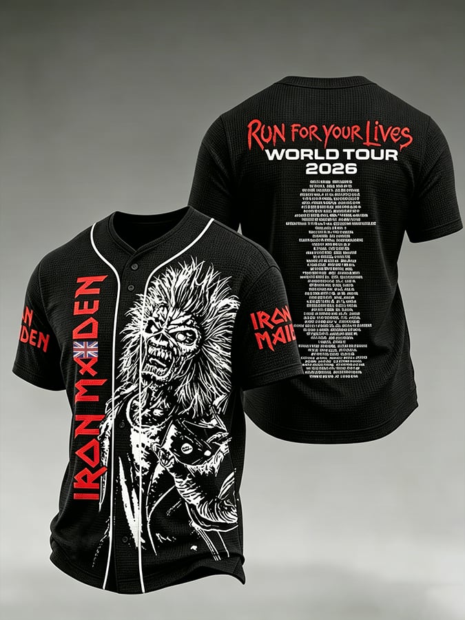 Men's England Heavy Metal Band Print Casual Top