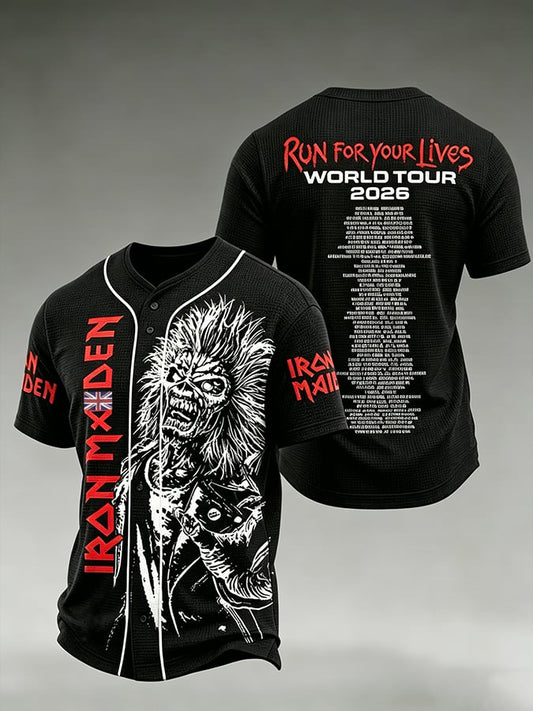 Men's England Heavy Metal Band Print Casual Top
