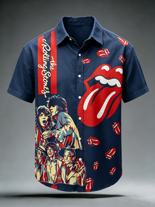 Men's Retro Rock Band Short Sleeve Shirt