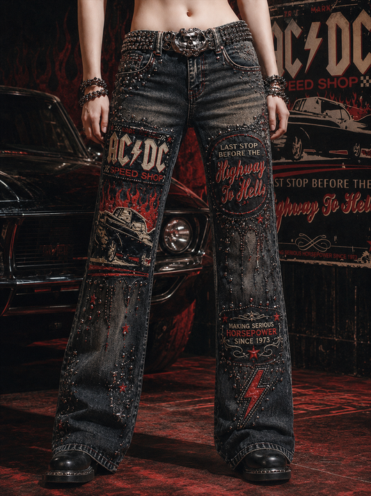 Women's 100% Cotton AC/DC Fan Jeans