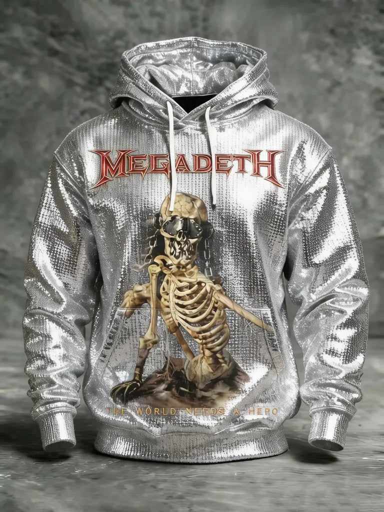 Men's American Thrash Metal Band Print Hoodie