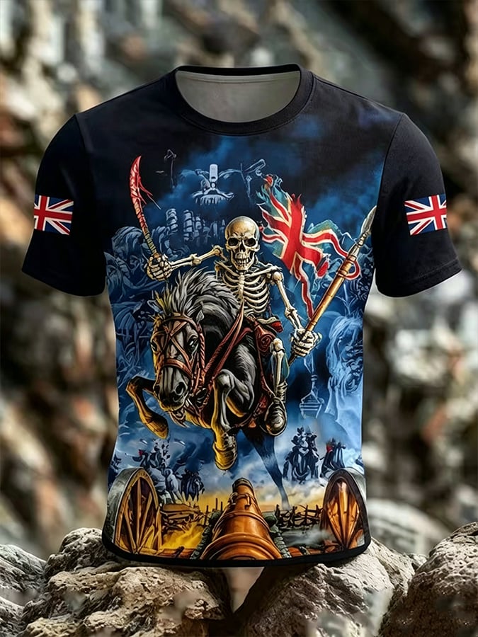 Men's England Heavy Metal Band Tour Crew Neck Short-Sleeve Printed T-Shirt