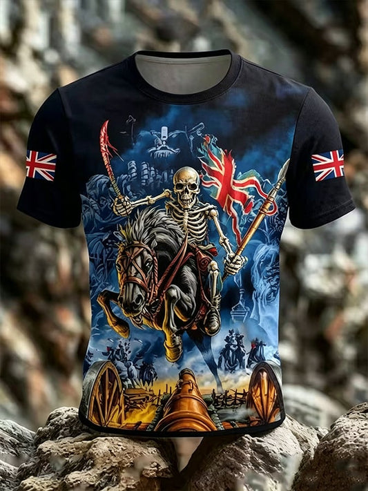 Men's England Heavy Metal Band Tour Crew Neck Short-Sleeve Printed T-Shirt