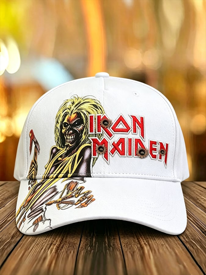 Metal-style retro washed baseball cap