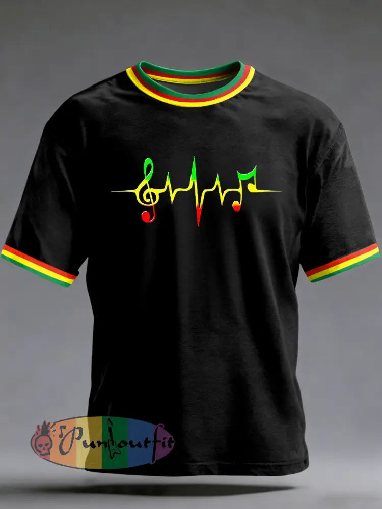 Men's Reggae Printed Vintage Fashion Loose Short Sleeve T-Shirt