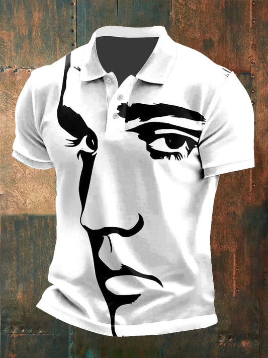 Men's Retro King Of Rock Roll Print Polo Shirt
