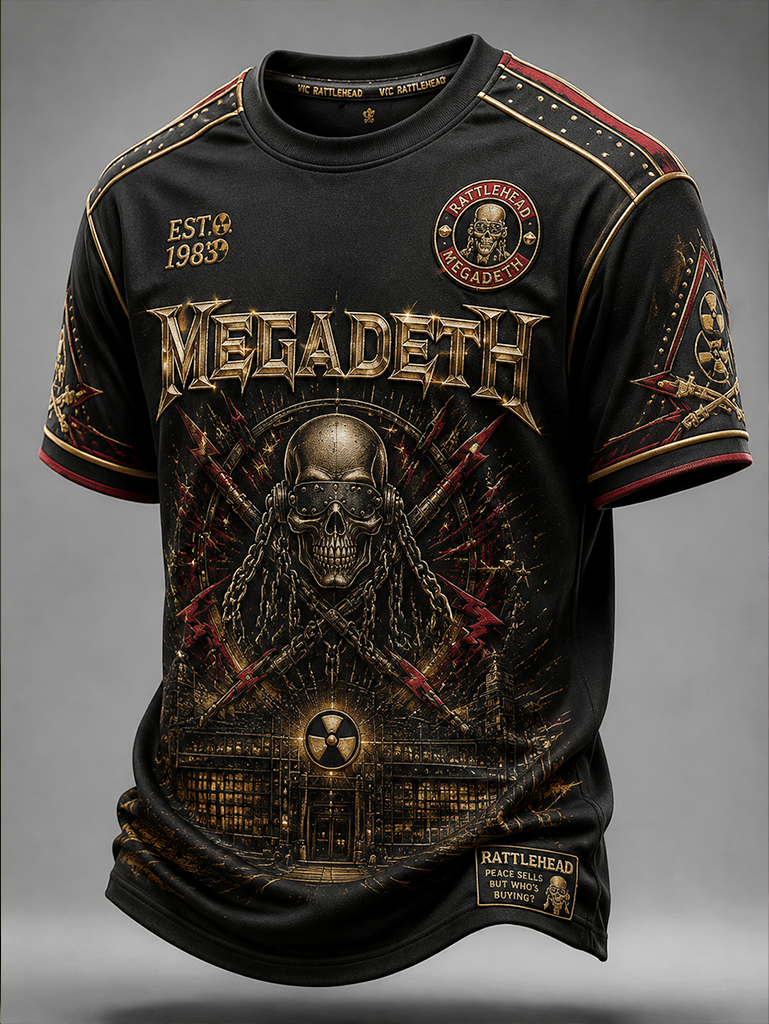 Men's Megadeth Gold Skull Luxury Band Tee