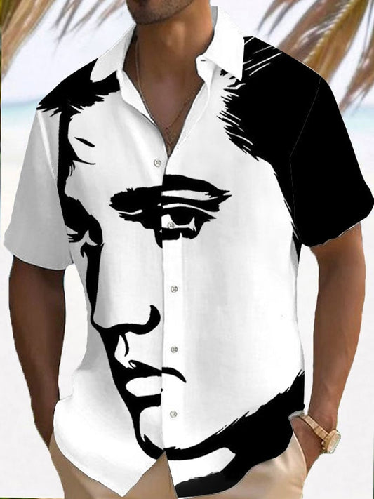 Men's Vintage Music Superstar Print Resort Shirt