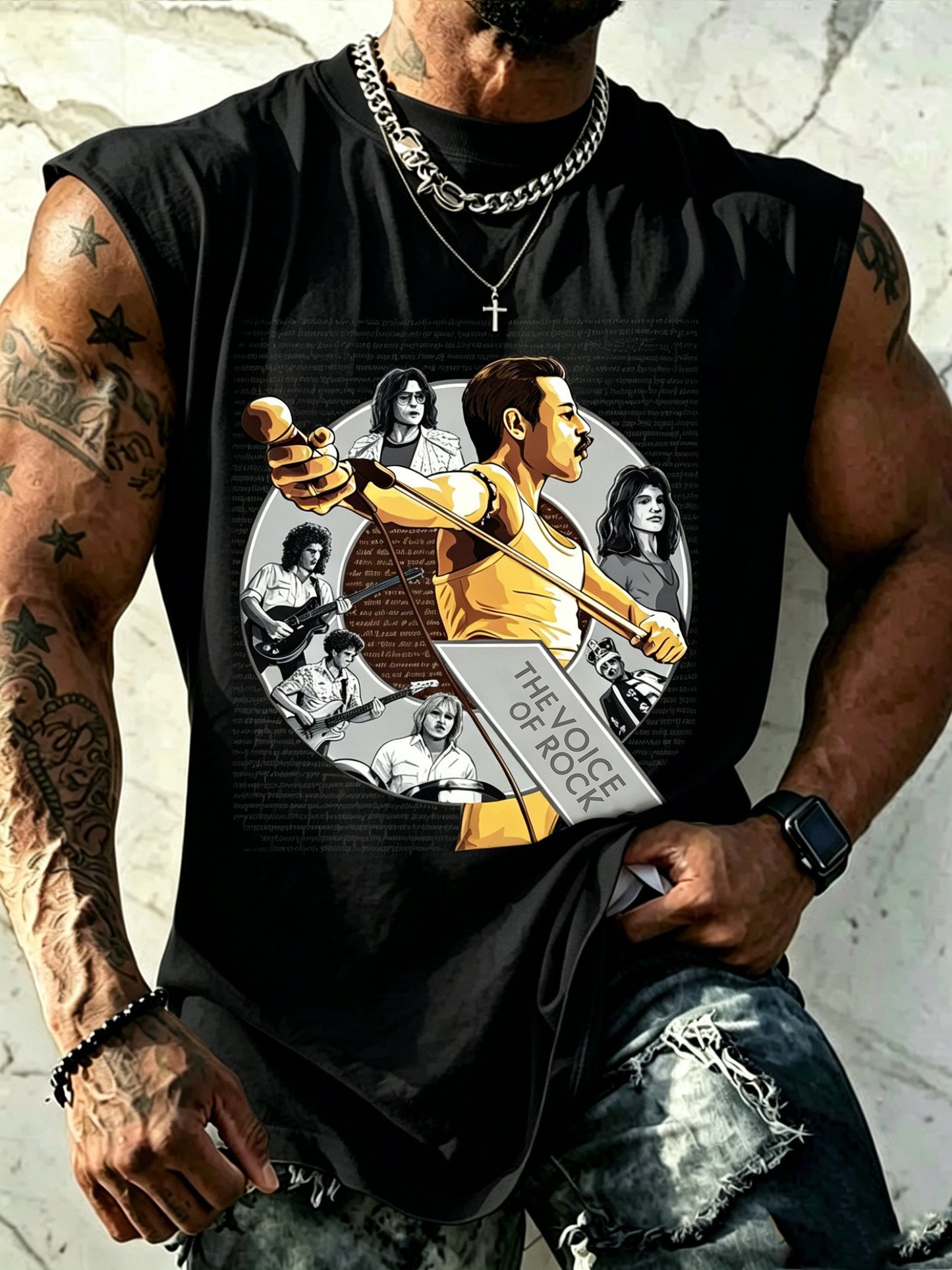 Men's Music-Print Casual Tank Top