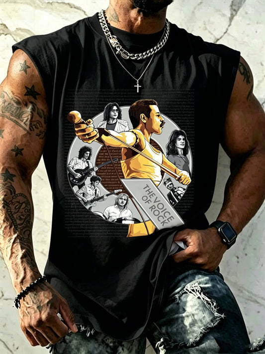 Men's Music-Print Casual Tank Top