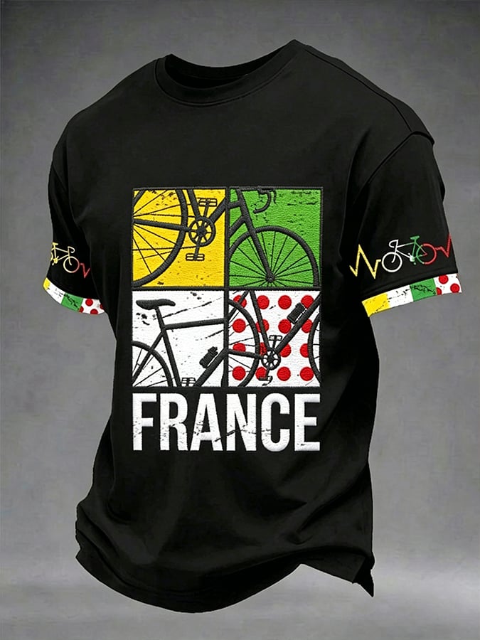 Men's Tour France Print Casual T-Shirt
