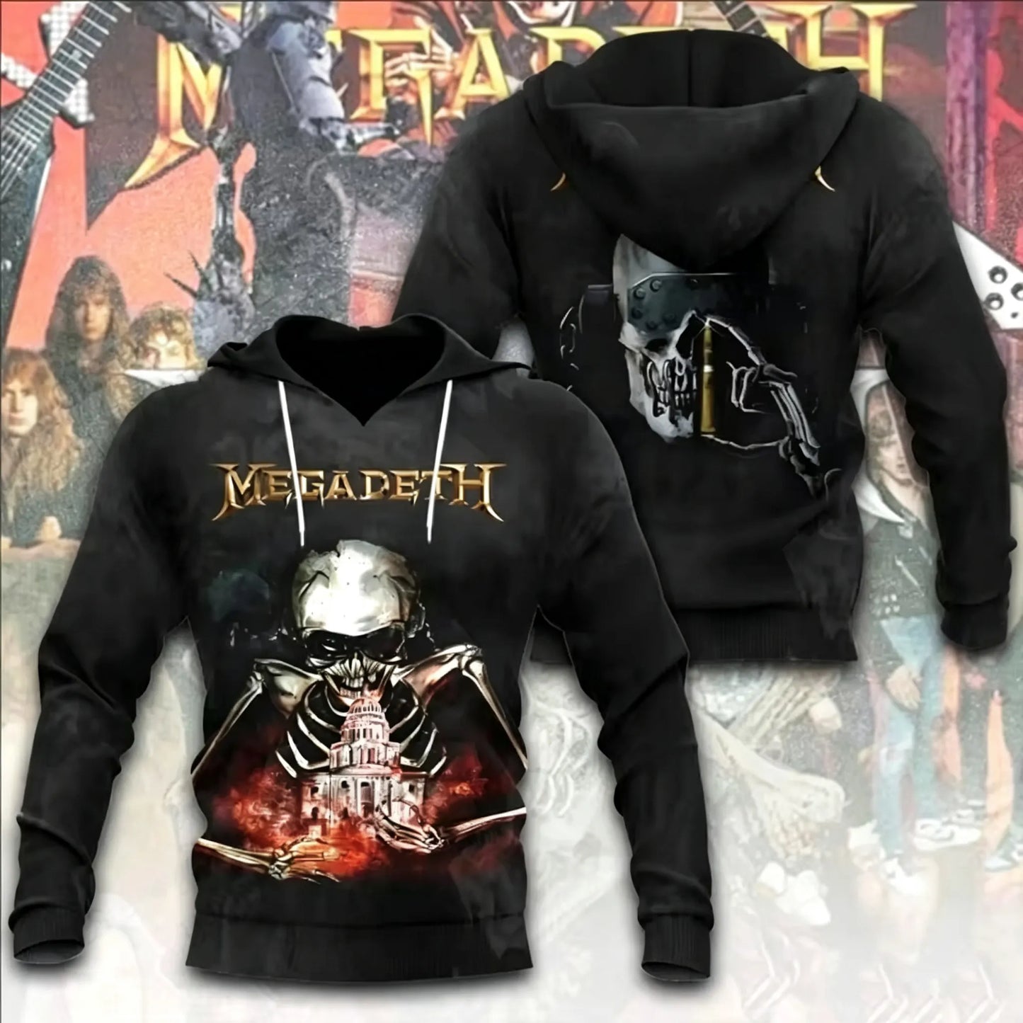 Men's American Thrash Metal Band Print Hoodie