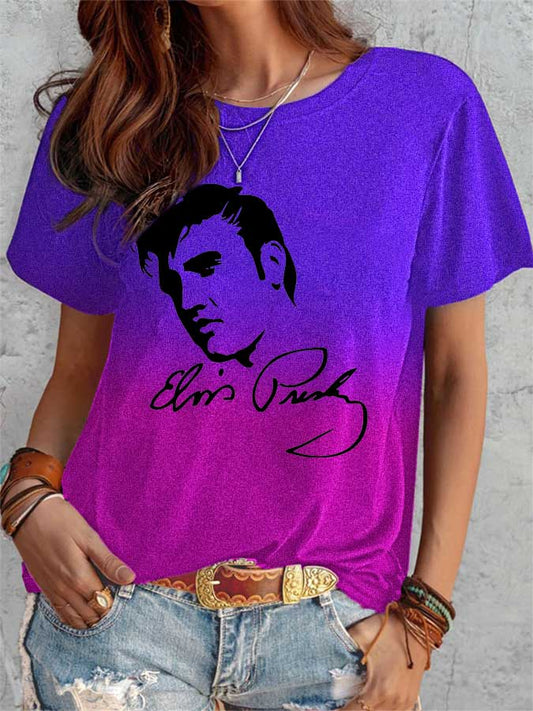 Women's Gradient Round Neck Loose Casual T-Shirt