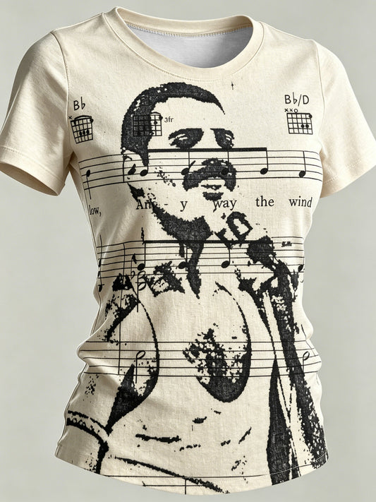Women's Music-Print Casual Top