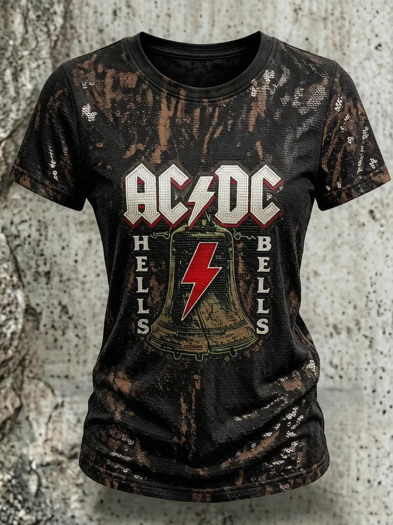 Women's Casual ACDC Print T-Shirt