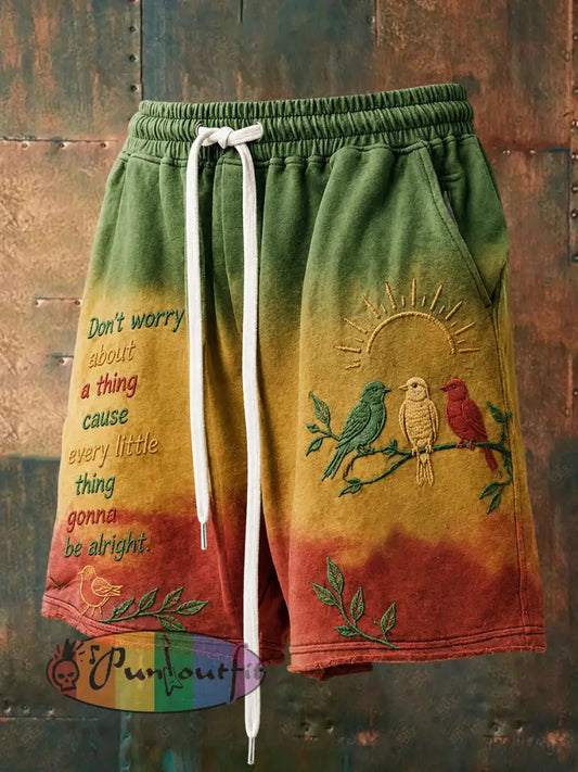 Men's 'Every Little Thing Is Gonna Be Alright' Printed Casual Shorts