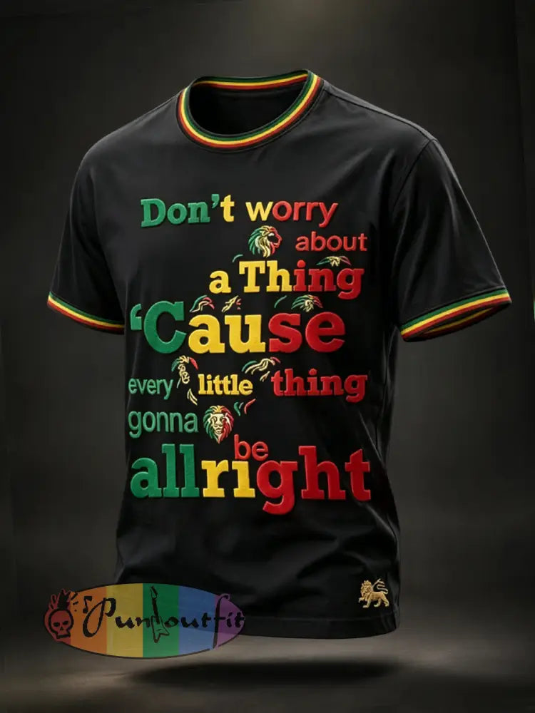 Men's Vintage Reggae-Themed Artistic Casual T-Shirt