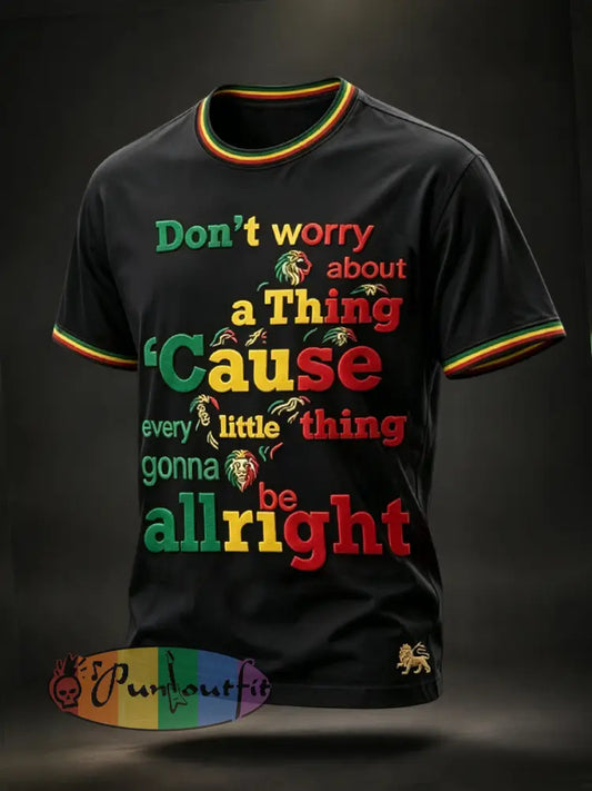 Men's Vintage Reggae-Themed Artistic Casual T-Shirt