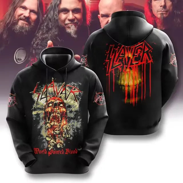 Men's American Thrash Metal Band Print Hoodie