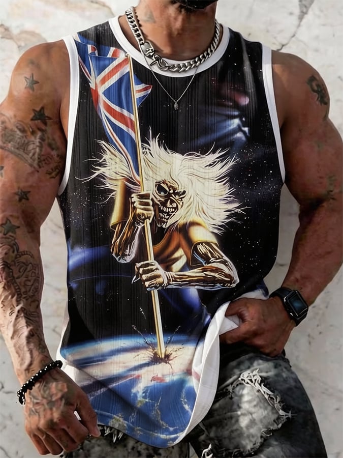 Men's Iron Maiden Tour Crewneck Printed Tank Top