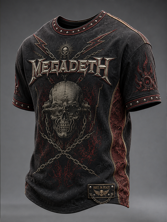 Men's Megadeth Gold Skull Luxury Band Tee