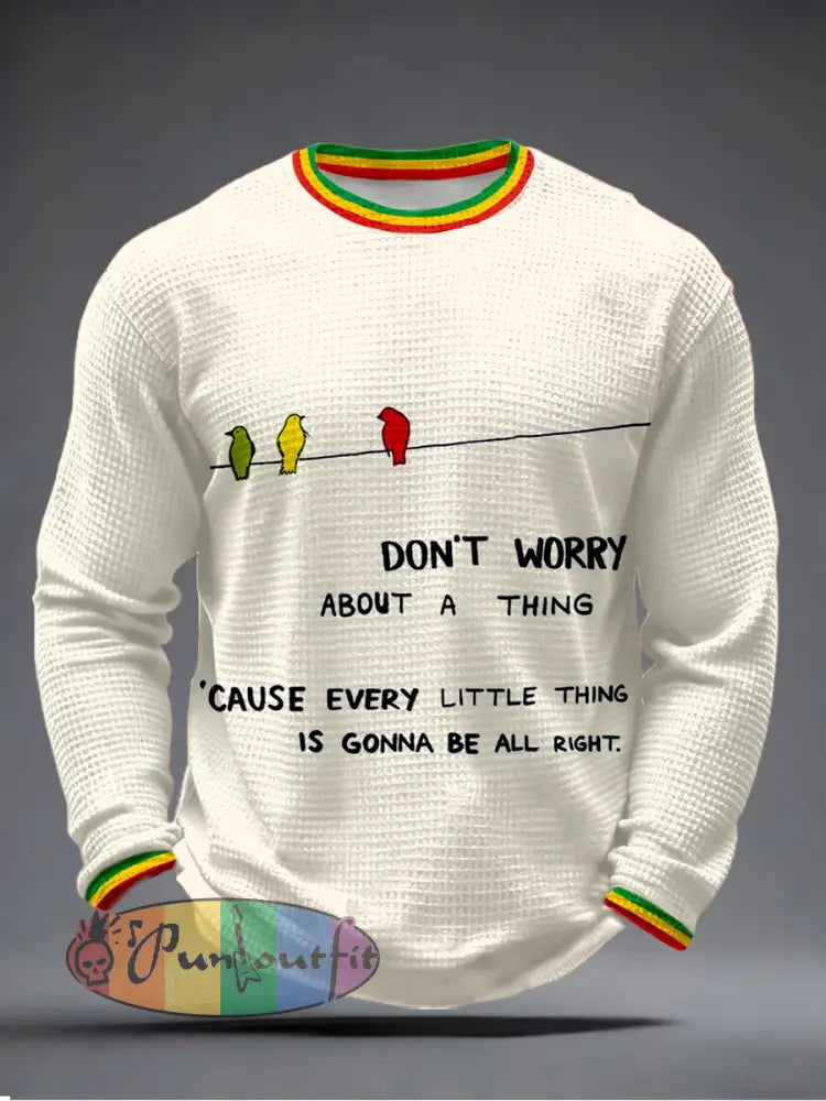 Men's Every Little Thing Is Gonna Be Alright Print Waffle Long-Sleeve T-Shirt