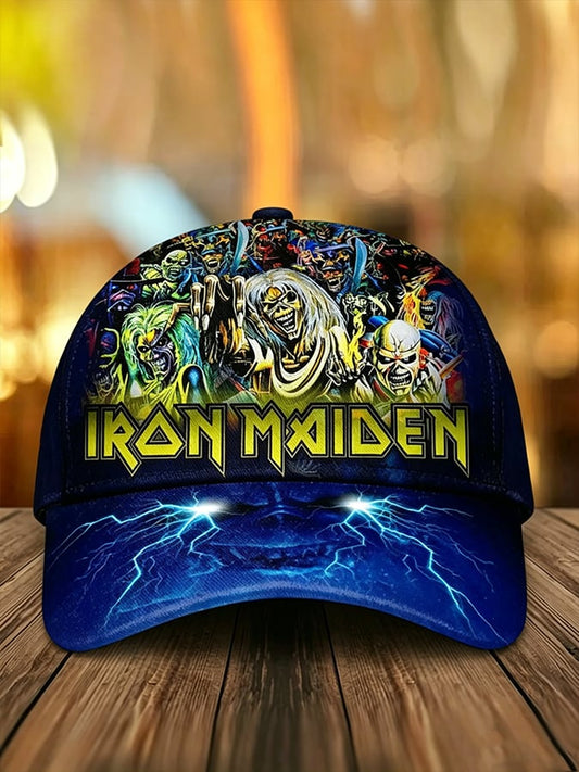 Metal-style retro washed baseball cap