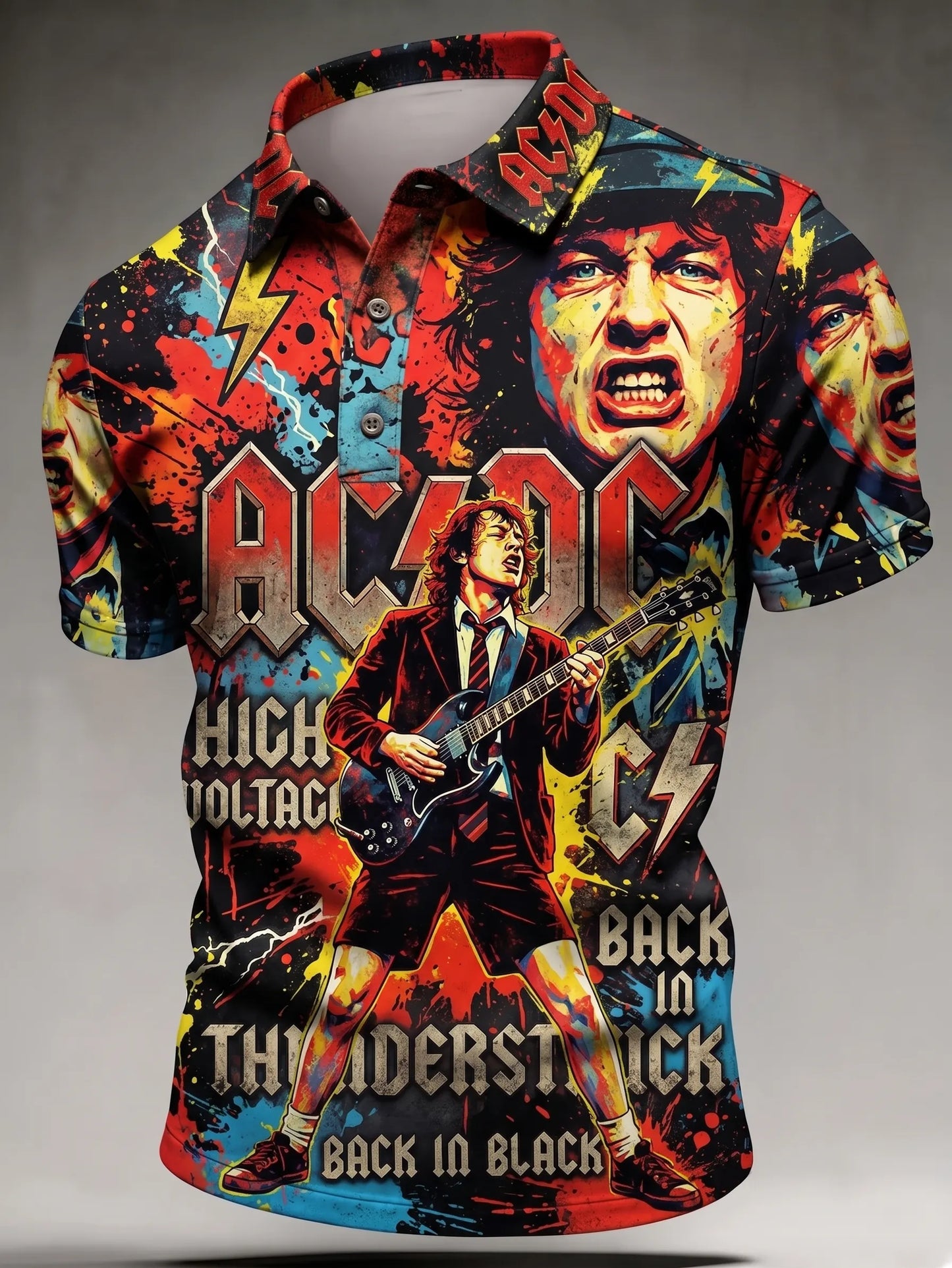Men's AC/DC Rock Band Fan Polo Shirt