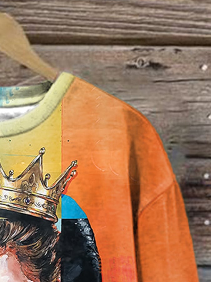 Retro King Of Rock Roll Print Sweatshirt