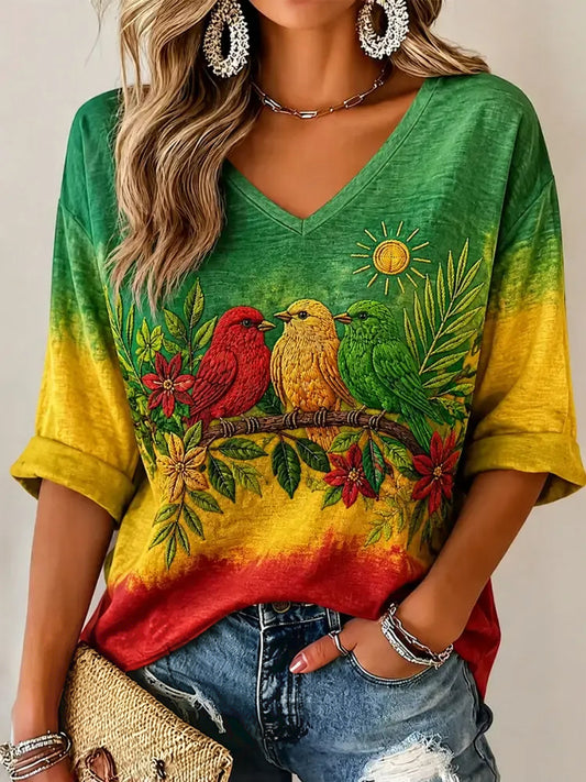 Women's 'Every Little Thing Is Gonna Be Alright' Printed Casual T-Shirt