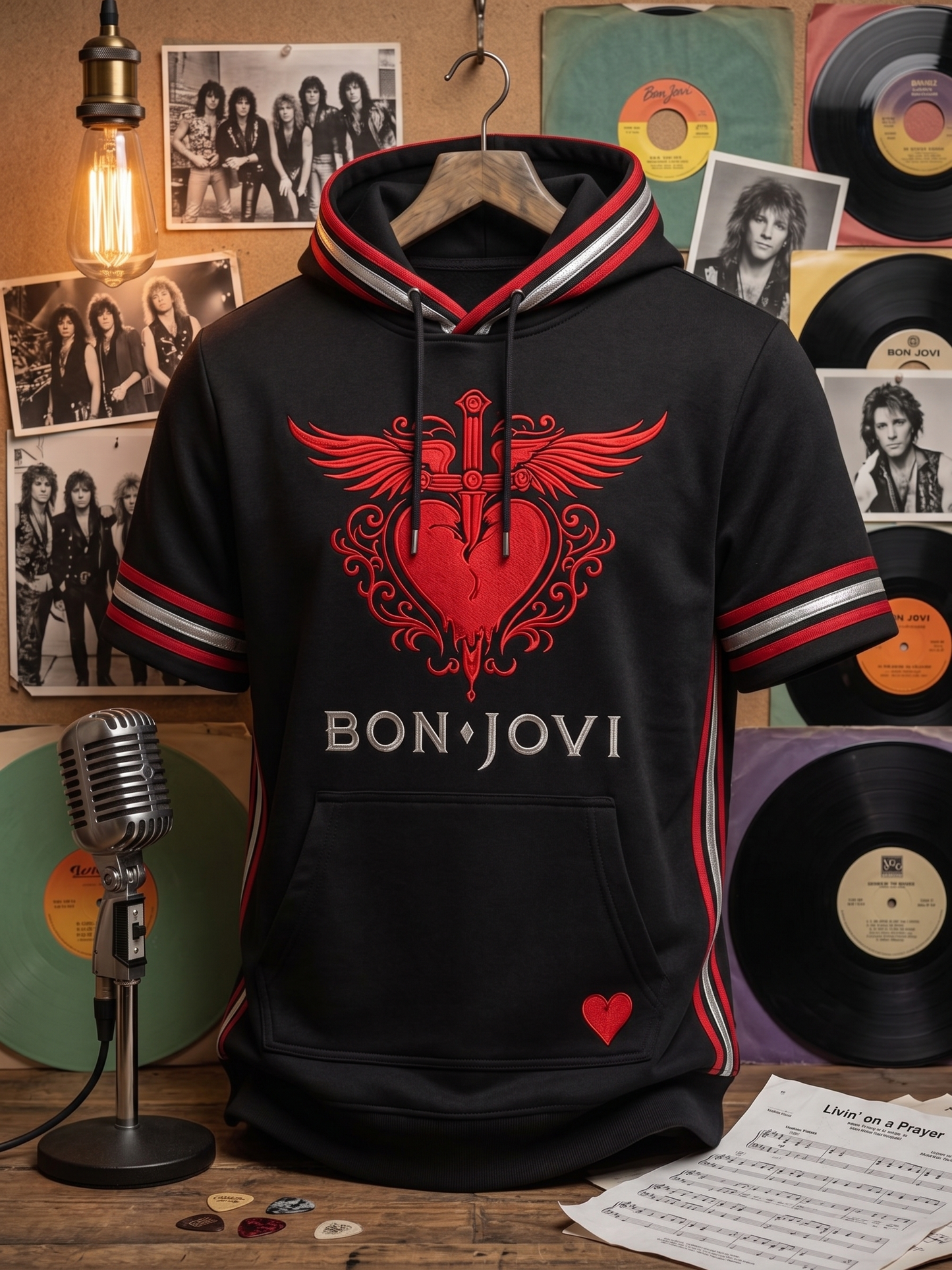 Men's Vintage Bon Jovi Rock Fan Hoodie