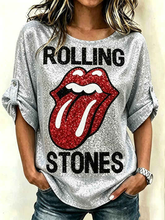 Women's Tongue and Lips Iconic Logo Rock Band Clothing Blouse
