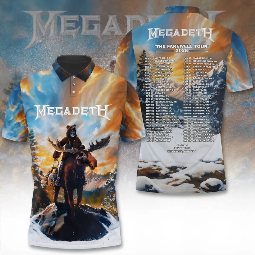 Men's American Thrash Metal Band Print Polo Shirt