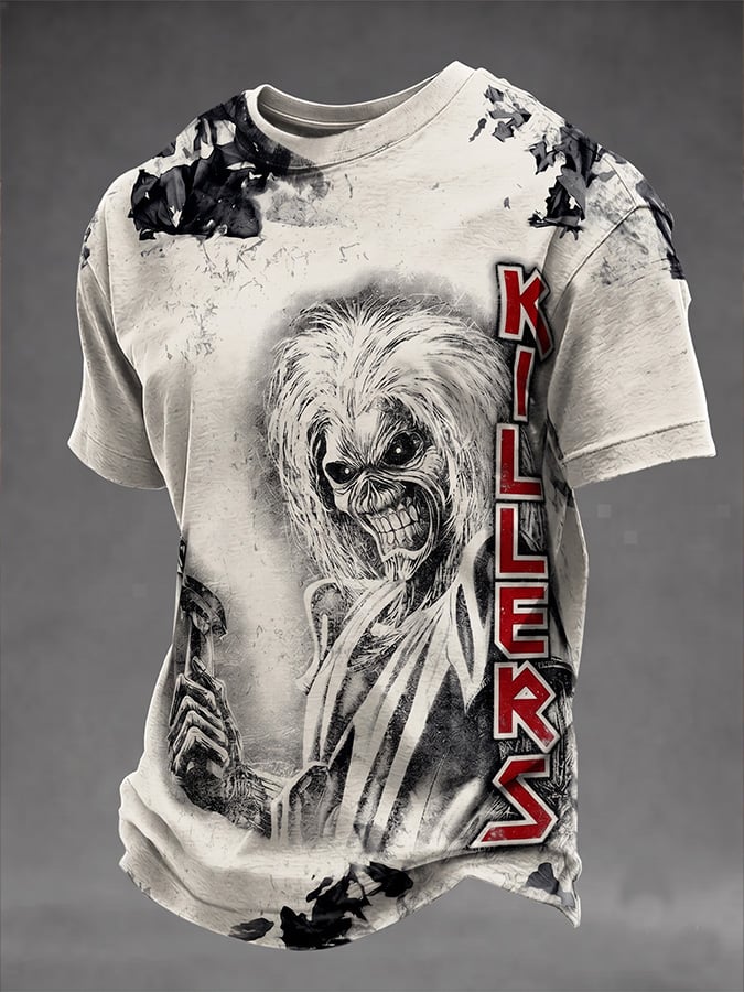 Men's England Heavy Metal Band Tour Crew Neck Short-Sleeve Printed T-Shirt