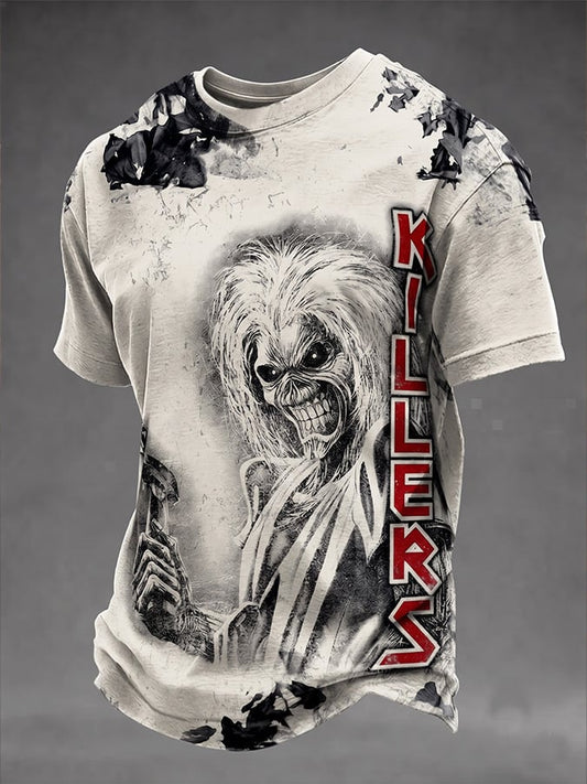 Men's England Heavy Metal Band Tour Crew Neck Short-Sleeve Printed T-Shirt
