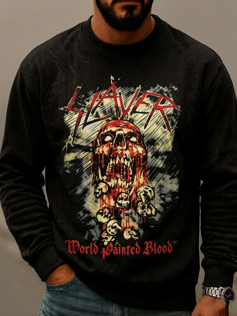 Men's American Thrash Metal Band Print Hoodie