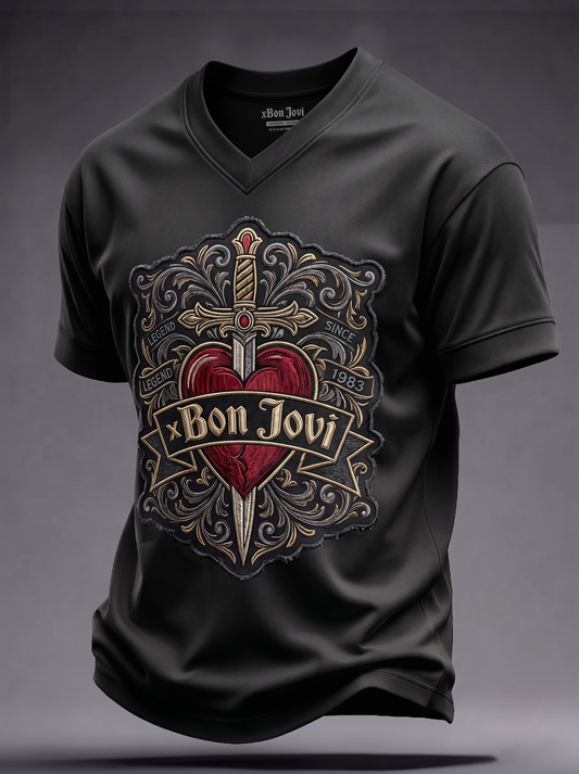 Bon Jovi Fan Sparkling V-Neck Top