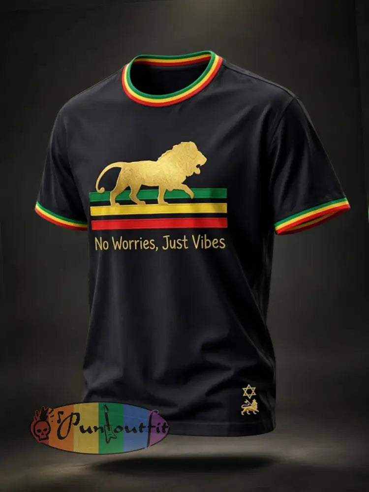 Men's Retro “No Worries, Just Vibes” Casual T-Shirt