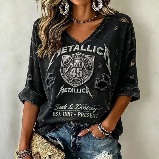 Women's Metallica's '26 Tour Fans V-Neck Short-Sleeve T-Shirt