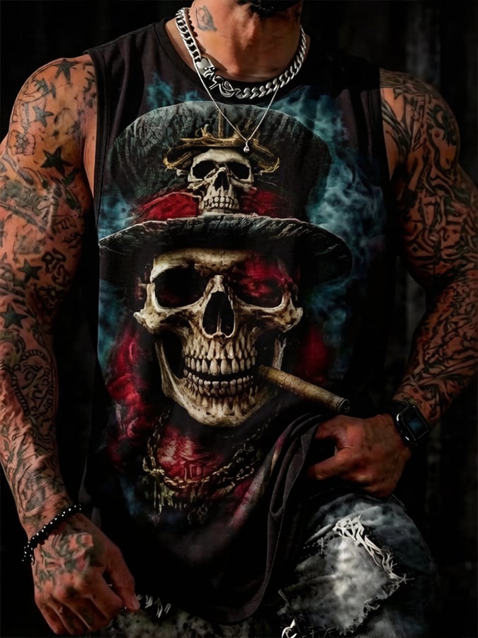 Men's England Heavy Metal Band Crewneck Printed Tank Top