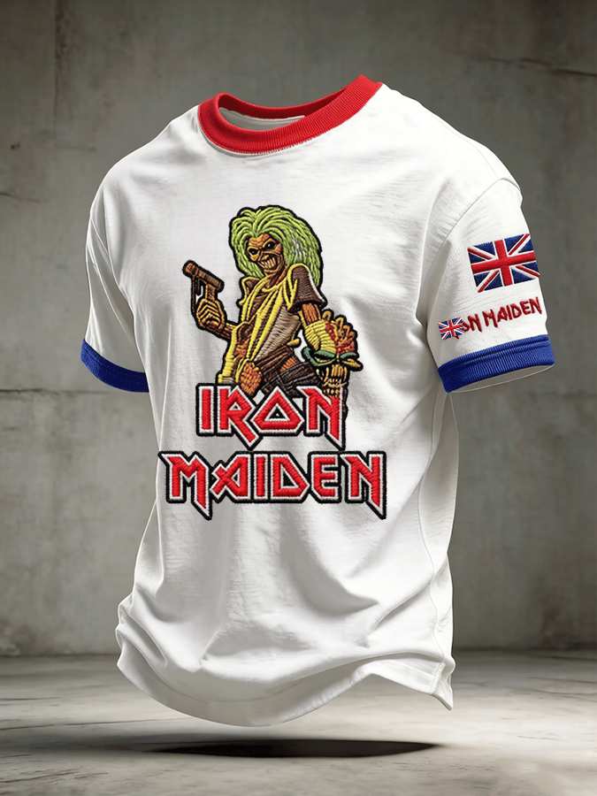 Men's British Heavy Metal Band Tour Graphic Crew Neck T-Shirt