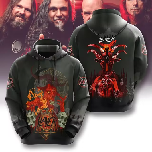 Men's American Thrash Metal Band Print Hoodie