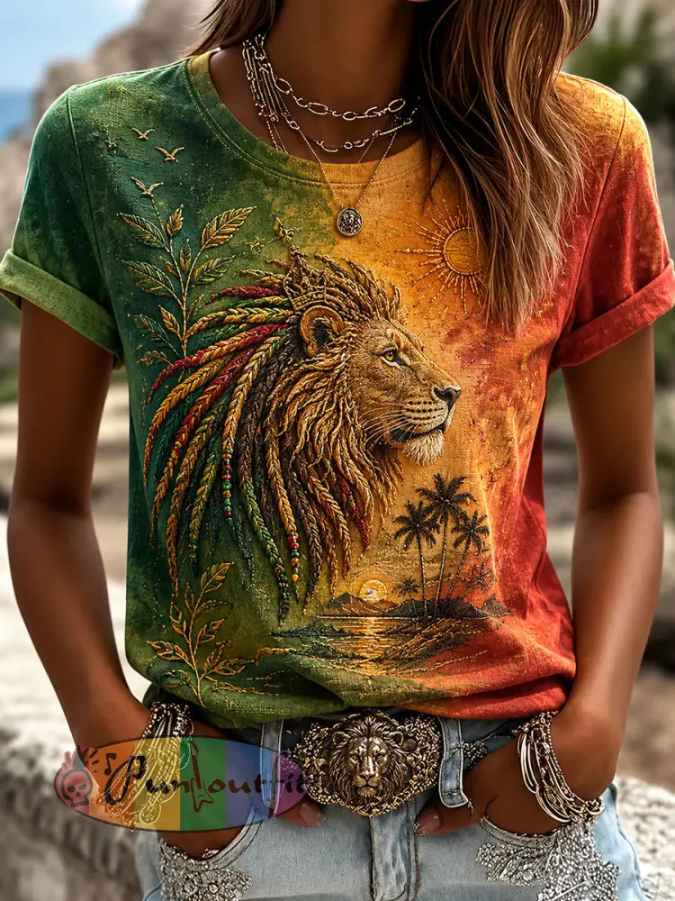 Women's Reggae Print Casual T-Shirt
