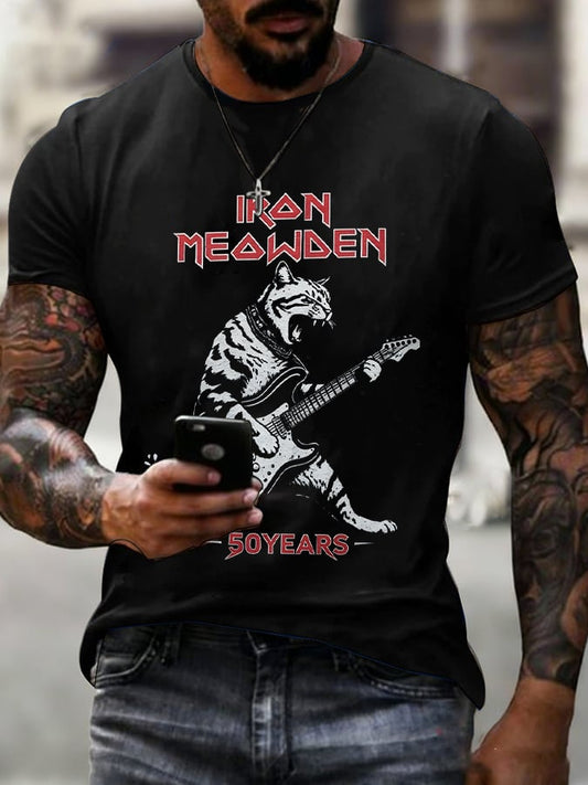 Funny Cat Guitar Heavy Metal Parody Casual T-Shirt