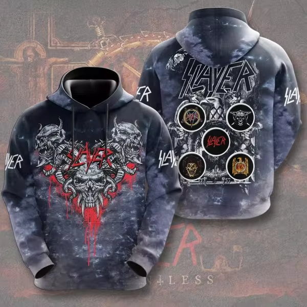 Men's American Thrash Metal Band Print Hoodie