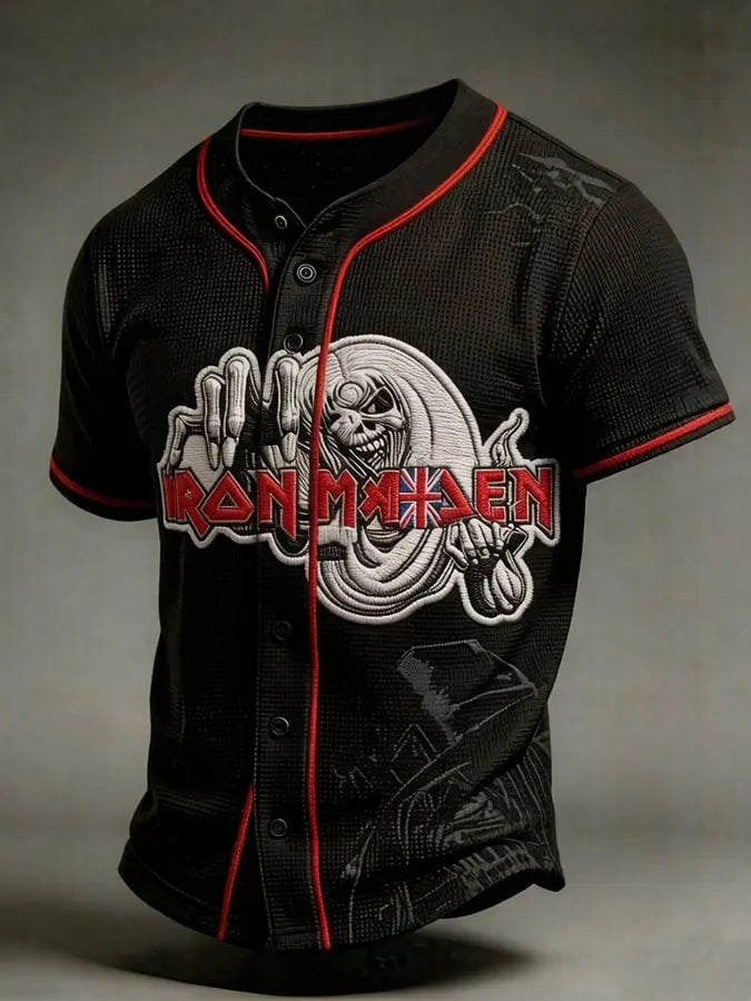 Men's England Heavy Metal Band Print Casual Top