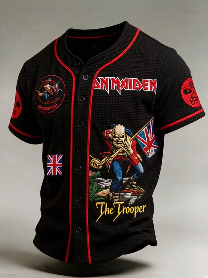 Men's England Heavy Metal Band Print Casual Top