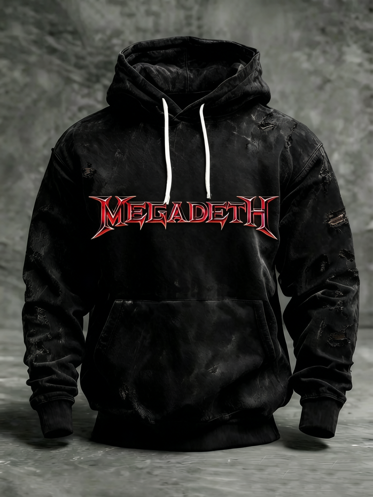 Men's American Thrash Metal Band Print Hoodie