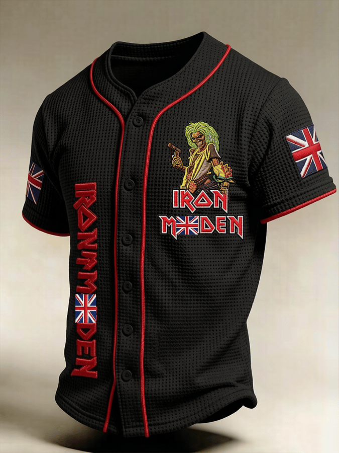 Men's England Heavy Metal Band Print Casual Top