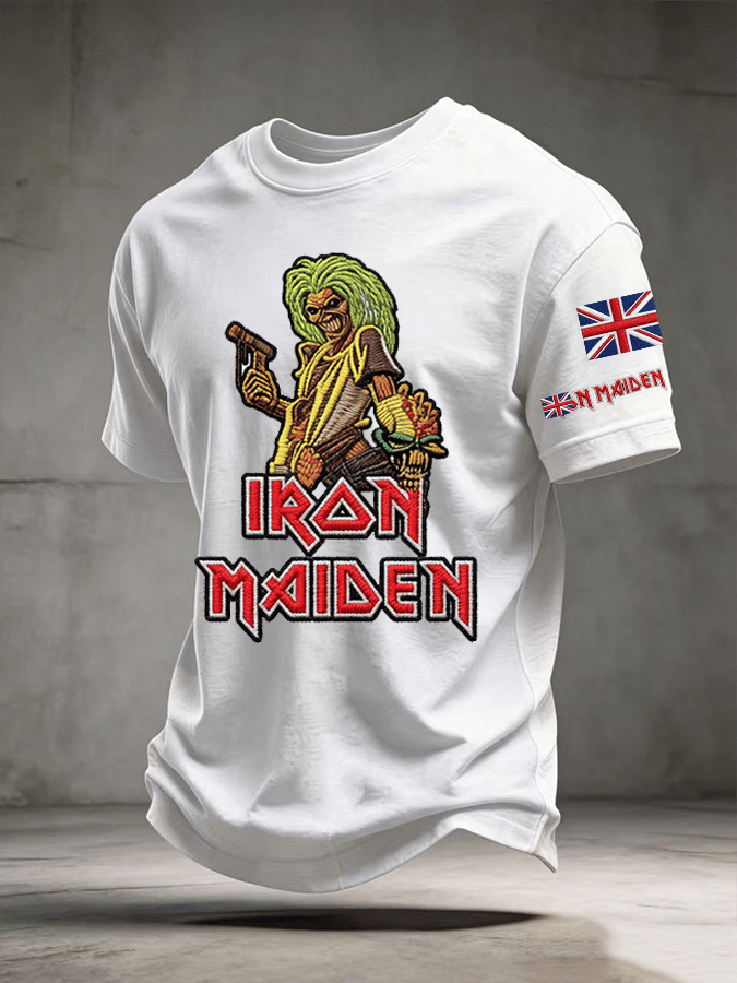 Men's British Heavy Metal Band Tour Graphic Crew Neck T-Shirt
